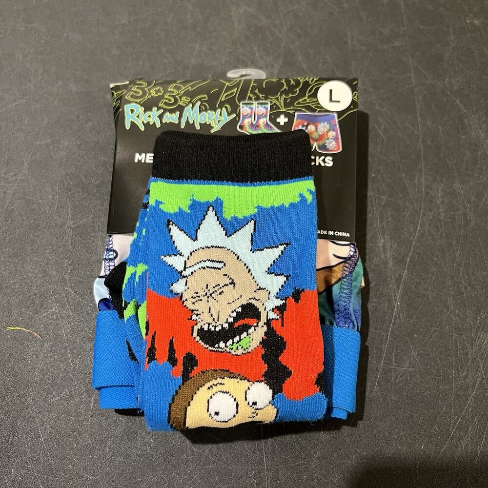 Rick and Morty Boxers Mens Large All Over Print MTV Boxer Briefs SocksNEW
